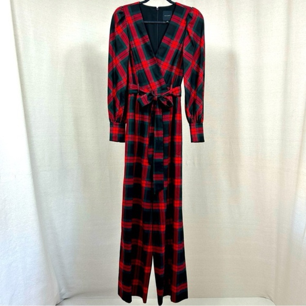 Alex Marie Red, Green, and Black Plaid Jumpsuit